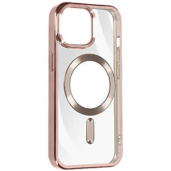 Avizar Coque MagSafe pour iPhone 15 Pro Silicone Protection Caméra Contour Chromé Rose