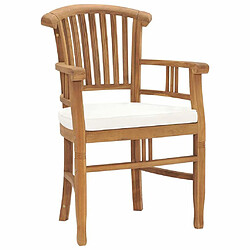 Maison Chic Lot de 2 Chaises de jardin,Fauteuil d'extérieur avec coussins blanc crème Bois de teck -MN92440