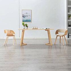 Maison Chic Lot de 2 Chaises à manger,Chaise pour cuisine,Solide Structure crème bois courbé et similicuir -MN40639