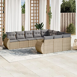 Maison Chic Salon de jardin avec coussins 10 pcs | Ensemble de Table et chaises | Mobilier d'Extérieur beige résine tressée -GKD26722