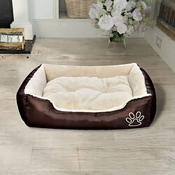 Helloshop26 Lit chaud pour chiens avec coussin rembourrée 75 cm marron et beige 02_0001553