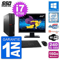 PC Lenovo M800 SFF Ecran 22" Intel i7-6700 RAM 16Go SSD 240Go Windows 10 Wifi - Occasion