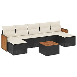 Maison Chic Ensemble Tables et chaises d'extérieur 8 pcs avec coussins,Salon de jardin noir résine tressée -GKD398334