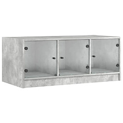 Maison Chic Table basse pour salon | Table à café avec portes en verre gris béton 102x50x42 cm -GKD40188