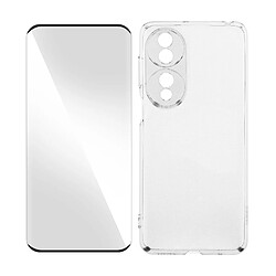 Avizar Coque pour Honor 70 Silicone Gel avec Verre trempé Dureté 9H contour noir