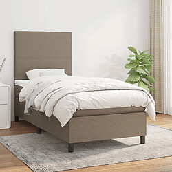 vidaXL Sommier à lattes de lit avec matelas Taupe 100x200 cm Tissu