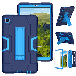 Coque en TPU + Silicone Conception de couleur de contraste avec béquille coulissante bleu marine/bleu pour votre Samsung Galaxy Tab A7 Lite 8.7 pouces T225/T220 (2021))