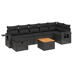 Maison Chic Ensemble Tables et chaises d'extérieur 8 pcs avec coussins,Salon de jardin noir résine tressée -GKD873440