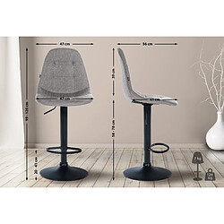 Avis Decoshop26 Tabouret de bar x1 avec repose-pieds hauteur réglable pivotant assise en tissu gris cadre métallique noir 10_0004840