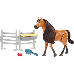 Mattel Cheval Galopant Articulé Dreamworks Spirit l'Indomptable avec Accessoires Marron