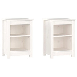 vidaXL Tables de chevet 2 pcs Blanc 40x35x55 cm Bois de pin solide