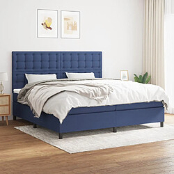 vidaXL Sommier à lattes de lit avec matelas Bleu 200x200 cm Tissu