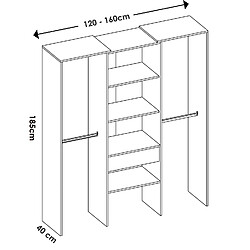 Avis Pegane Armoire dressing en bois mélaminé avec 1 colonne et penderies coloris blanc - Longueur 160 x Profondeur 50 x Hauteur 187 cm