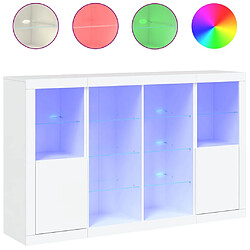 Maison Chic Lot de 3 Commode Buffet - Meuble de rangements avec lumières LED blanc bois d'ingénierie -GKD82806