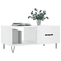 Avis Maison Chic Table basse,Table Console Table d'appoint, Table pour salon Blanc brillant 90x50x40 cm Bois d'ingénierie -MN35942