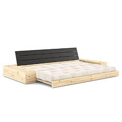 Avis Inside 75 Canapé lit futon BASE ivoire couchage 130cm dossiers noirs et accoudoirs coffres