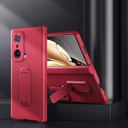 Coque en TPU + PU texture en fibre de carbone rouge pour votre Honor Magic V