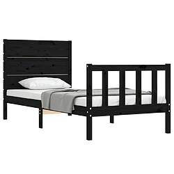 Acheter Maison Chic Lit adulte - Cadre Structure de lit avec tête de lit Contemporain noir simple bois massif -MN53150