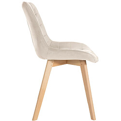 Avis Decoshop26 Chaise de salle à manger x1 design scandinave coutures carrées en velours crème pieds en bois clair 10_0002191