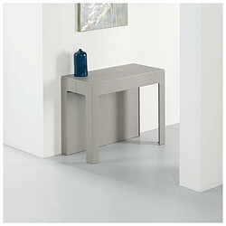 Inside 75 Table console extensible ULISSE acier pieds inox rallonge aluminium coloris gris tourterelle