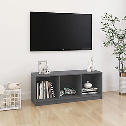 vidaXL Meuble TV Gris 104x33x41 cm Bois de pin massif