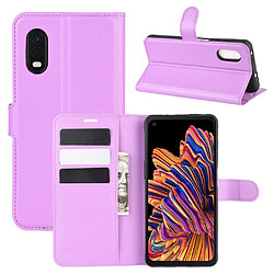 Etui en PU peau de litchi avec support violet pour votre Samsung Galaxy Xcover Pro