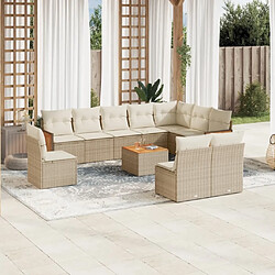 Maison Chic Salon de jardin 11 pcs avec coussins | Ensemble de Table et chaises | Mobilier d'Extérieur beige résine tressée -GKD20698