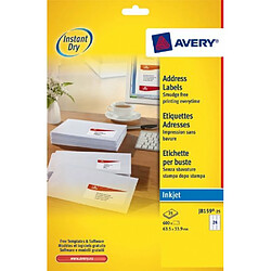 Avis AVERY - J8159-25 - 600 étiquettes d'adressage blanches adhésives personnalisables. 63,5x33,9mm. Impression jet d'encre