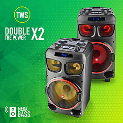 NGS Wild Dub Zero - Haut-Parleur Portable 120W Compatible Bluetooth et True Wireless Stereo, Subwoofer 8" (Micro SD/USB/AUX in/) pas cher