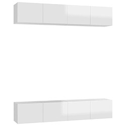 Maison Chic Meubles TV 4 pcs | Banc TV Moderne pour salon | Meuble de Rangement Blanc brillant 80x30x30 cm Aggloméré -MN86022