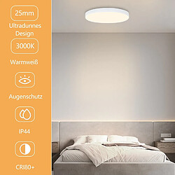 Avis NETTLIFE Plafonnier LED 3000K 28cm Rond 17W IP44 Plat pour Chambre Salle de Bain Couloir