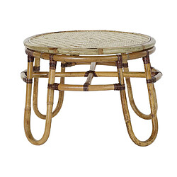 Pegane Table d'appoint en bois de rotin et bambou coloris naturel - diamètre 60 x hauteur 42 cm