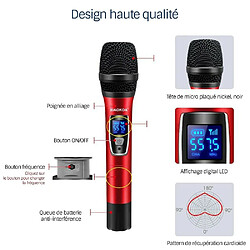 Avis Paire microphone Karaoké Sans Fil UHF Double Canal Portatif Cardioïde Faible Distorsion, Récepteur Rechargeable Portée 80m 1800mAh