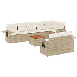 vidaXL Salon de jardin avec coussins 9 pcs beige résine tressée