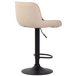 Acheter Decoshop26 Tabouret de bar chaise haute x1 en PVC crème coutures verticales support en métal noir 10_0005099