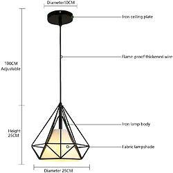 Stoex Suspension Cage Forme Diamant Contemporain 25cm Corde Ajustable Luminaire Lustre