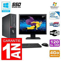 PC Fujitsu Esprimo E720 E85+ SFF Ecran 27'' G3220 RAM 4Go 120 Go SSD Wifi W7 - Occasion