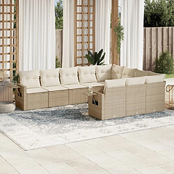 Maison Chic Salon de jardin avec coussins 10 pcs | Ensemble de Table et chaises | Mobilier d'Extérieur beige résine tressée -GKD49733