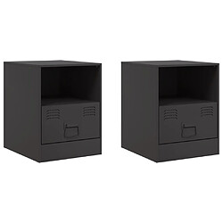 vidaXL Tables de chevet 2 pcs noir 34,5x39x44 cm acier