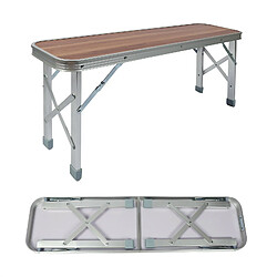 Helloshop26 Table pliante valise aluminium 2 bancs table de camping finition 90 cm en bois fête barbecue 16_0002497