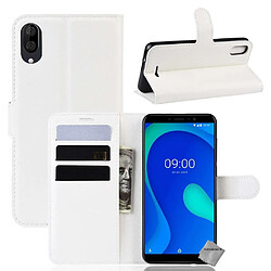 Htdmobiles Housse etui portefeuille pour Wiko Y80 + film ecran - BLANC