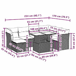 vidaXL Salon de jardin 8 pcs avec coussins gris clair résine tressée pas cher