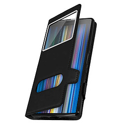 Avizar Etui Sony Xperia 10 Housse Folio Double Fenêtre Fonction Support noir