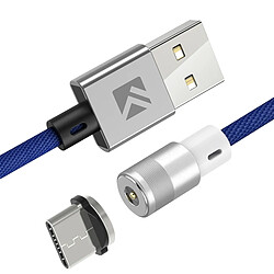 Wewoo Câble de chargement magnétique 1m 2A, 360 degrés, USB vers USB-C / Type C, voyant bleu intégré pour Samsung Galaxy S8 & S8 + / LG G6 / Huawei P10 & P10 Plus / Oneplus 5 & autres smartphones bleu