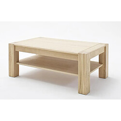 Pegane Table basse avec rangements en chêne massif bianco - L.115 x H.45 x P.70 cm