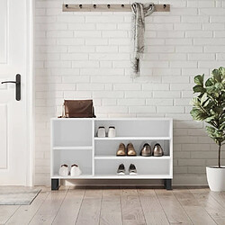 Maison Chic Armoire à chaussure,Meuble à Chaussures Blanc brillant 102x36x60 cm Bois ingénierie -MN22040