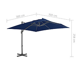 vidaXL Parasol de jardin en porte-à-faux et mât en aluminium bleu azur pas cher