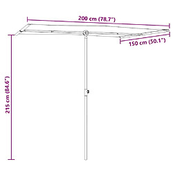 vidaXL Parasol de jardin et mât en aluminium 2x1,5 m rouge bordeaux pas cher