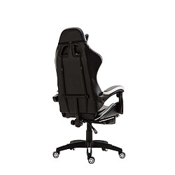 Acheter Decoshop26 Fauteuil de bureau repose-pieds télescopique design sportif gamer en PVC noir / blanc et plastique 10_0002506