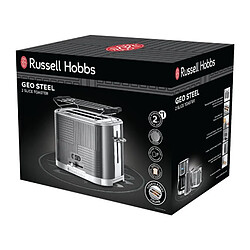 Acheter Russell Hobbs 25250-56 Toaster Grille-Pain Geo Steel, 4 Fonctions, Temperature Ajustable, Rechauffe Viennoiseries, Pince